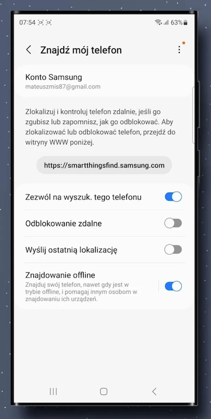 Wyłączanie roamingu w Samsungu